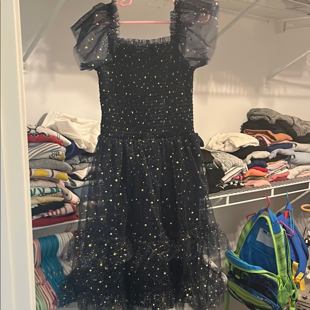 Rare Editions Navy Dress with Gold Stars